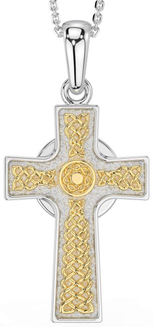 Gold Silver Celtic Cross Necklace