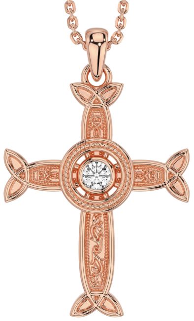 Diamond Rose Gold Celtic Cross Necklace