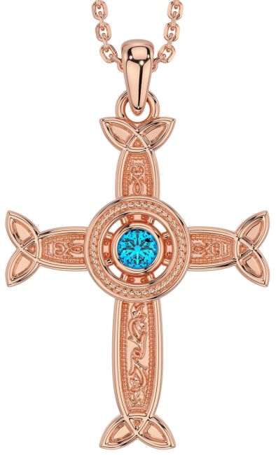 Topaz Rose Gold Celtic Cross Necklace