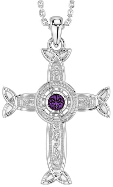 Alexandrite Silver Celtic Cross Necklace