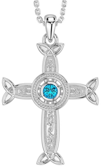 Topaz Silver Celtic Cross Necklace