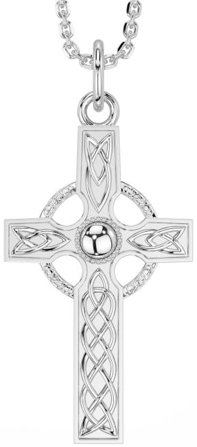 White Gold Celtic Cross Necklace