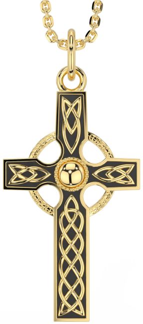 Gold Black Rhodium Celtic Cross Necklace