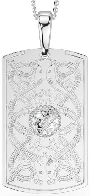 Silver Men s Dog Tag Celtic Warrior Necklace