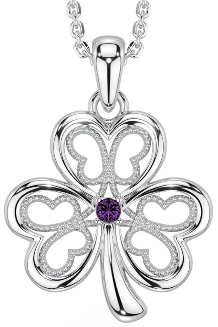 Alexandrite White Gold Shamrock Necklace