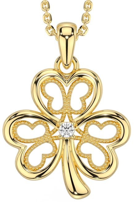 Trifoi diamant de aur Colier