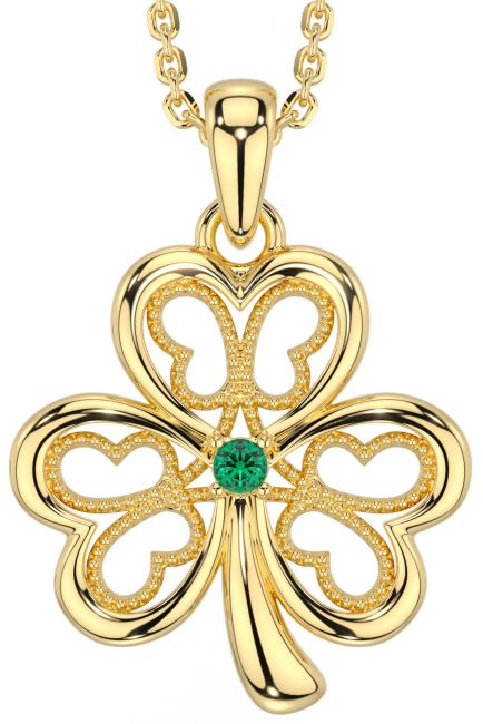 Emerald Gold Shamrock Necklace