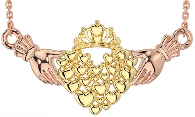 Rose Yellow Gold Claddagh Necklace