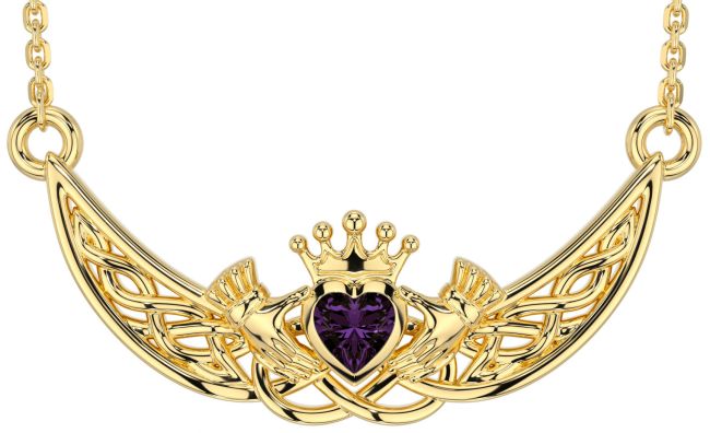 Alexandrite Gold Celtic Claddagh Necklace