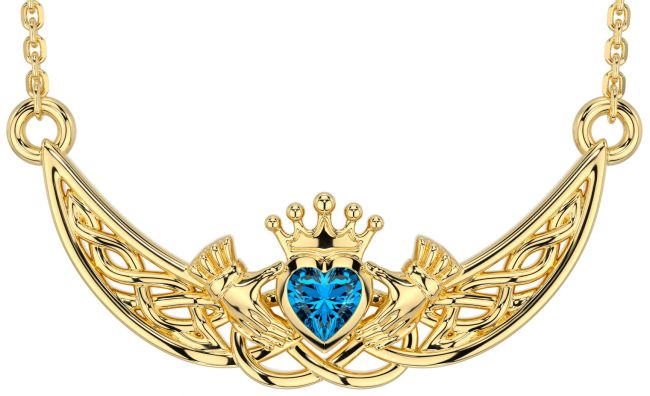 Topaz Gold Celtic Claddagh Necklace