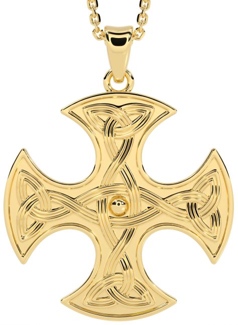 Large Gold Silver Celtic Cross Necklace