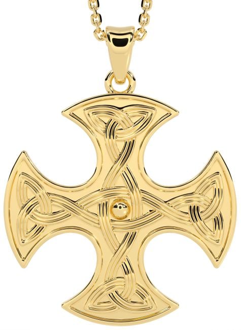 Large Gold Celtic Cross Necklace