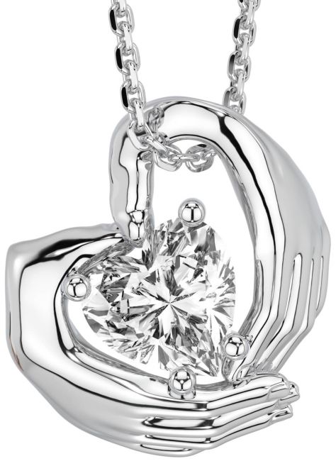 Diamond Silver Claddagh Necklace