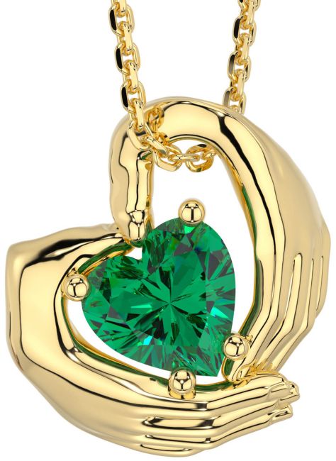 Emerald Gold Claddagh Necklace