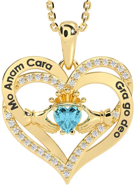 Diamond Aquamarine Gold Silver Irish 