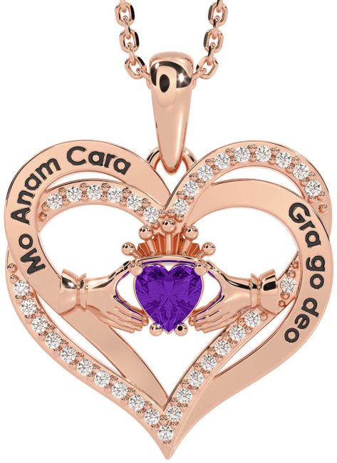 Diamond Amethyst Rose Gold Irish 