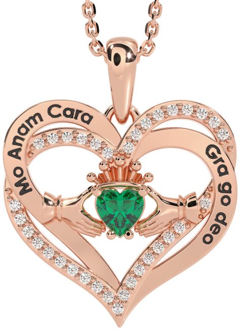Diamond Emerald Rose Gold Irish 