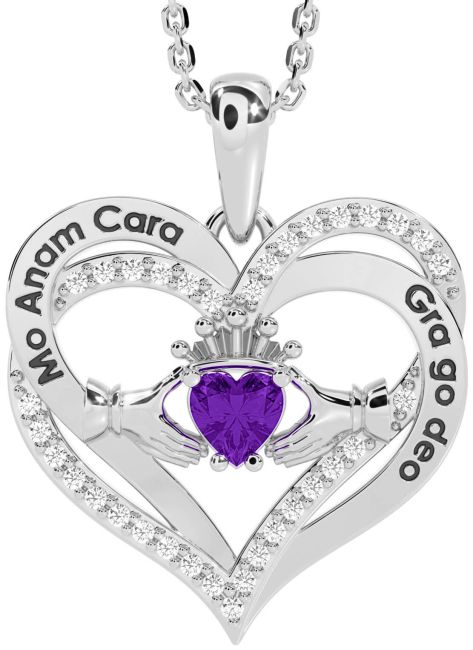 Diamond Amethyst Silver Irish 