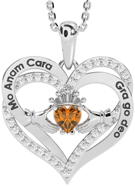 Diamond Citrine Silver Irish 