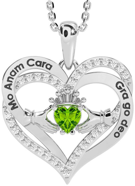 Diamond Peridot White Gold Irish 