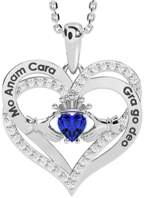 Diamond Sapphire White Gold Irish 