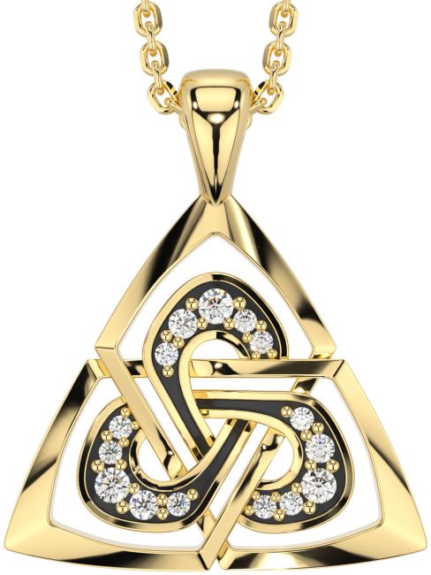 Diamond Gold Black Rhodium Celtic Trinity Knot Necklace