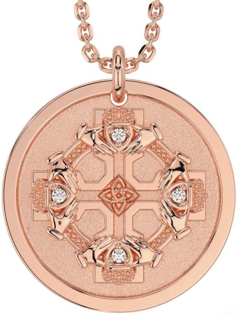 Diamond Rose Gold Claddagh Celtic Knot Necklace