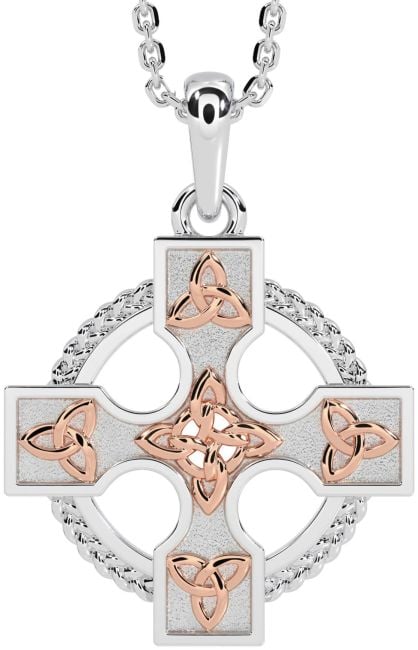 Rose Gold Silver Celtic Cross Necklace