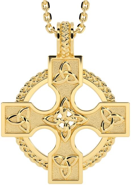 Gold Silver Celtic Cross Trinity Knot Necklace