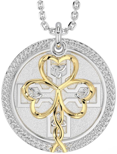 Gold Silver Celtic Shamrock Trinity Knot Necklace