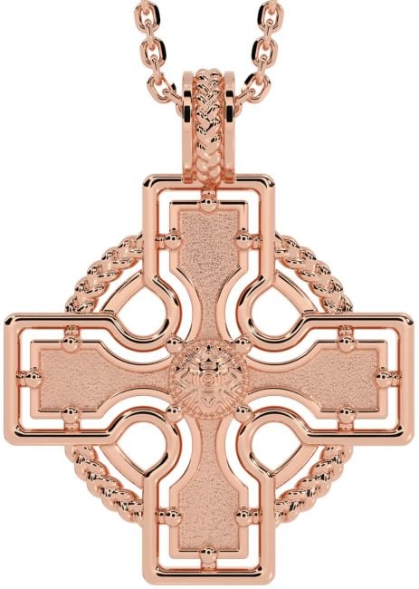 Rose Gold Silver Celtic Cross Necklace