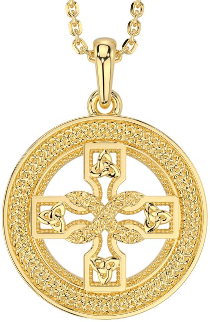 Gold Celtic Cross Trinity Knot Necklace