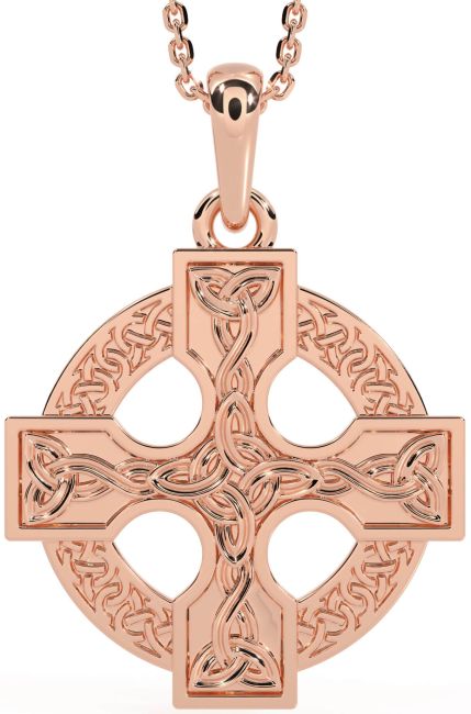 Rose Gold Silver Celtic Cross Necklace