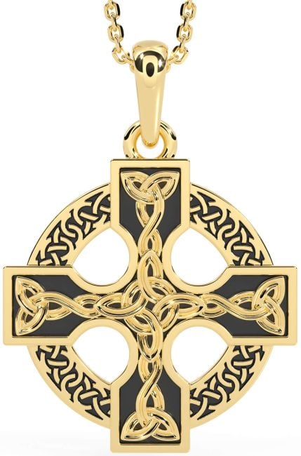 Gold Silver Black Rhodium Celtic Cross Necklace