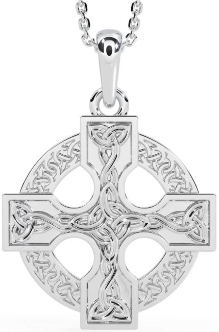 White Gold Celtic Cross Necklace