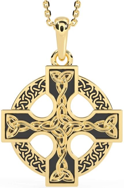 Gold Black Rhodium Celtic Cross Necklace