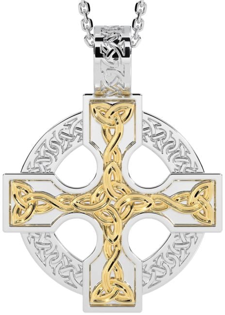 Gold Silver Celtic Cross Necklace