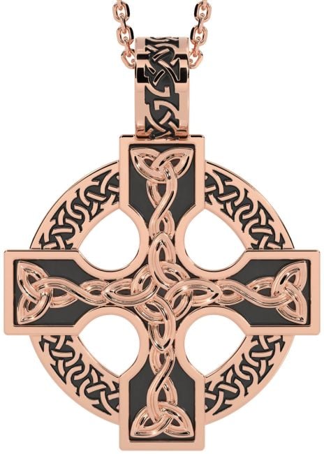 Rose Gold Silver Black Rhodium Celtic Cross Necklace