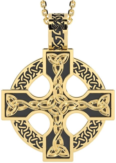 Gold Black Rhodium Celtic Cross Necklace