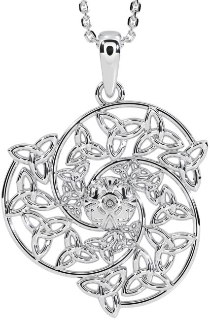 White Gold Celtic Trinity knot Warrior Necklace