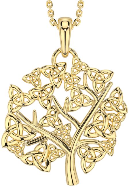 Gold Celtic Tree of Life Trinity Knot Necklace