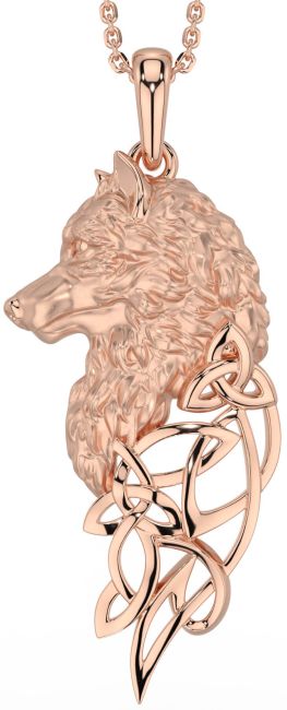 Rose Gold Silver Celtic Wolf Necklace