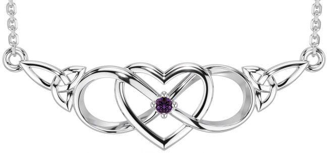 Alexandrite Silver Celtic Infinity Heart Trinity Knot Necklace