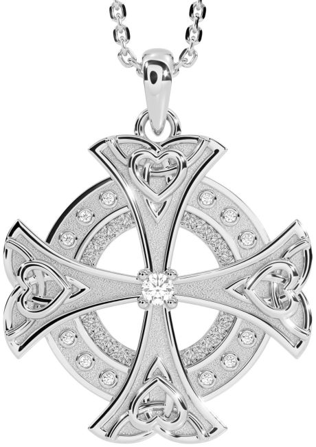 Celtic Diamond Silver Colier inimă cruce