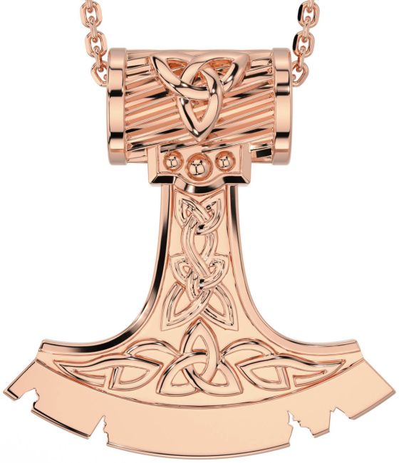 Rose Gold Silver Celtic Warrior Axe Necklace