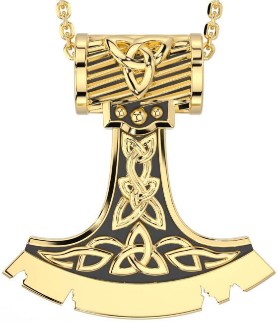 Gold Black Rhodium Celtic Warrior Axe Necklace