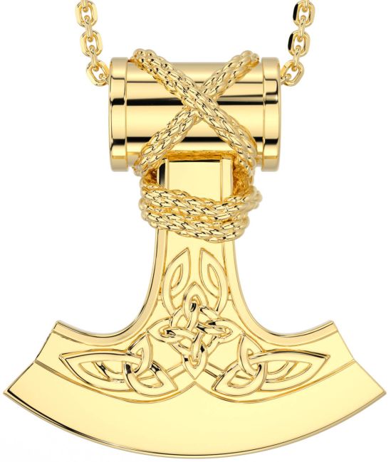 Gold Celtic Warrior Axe Necklace