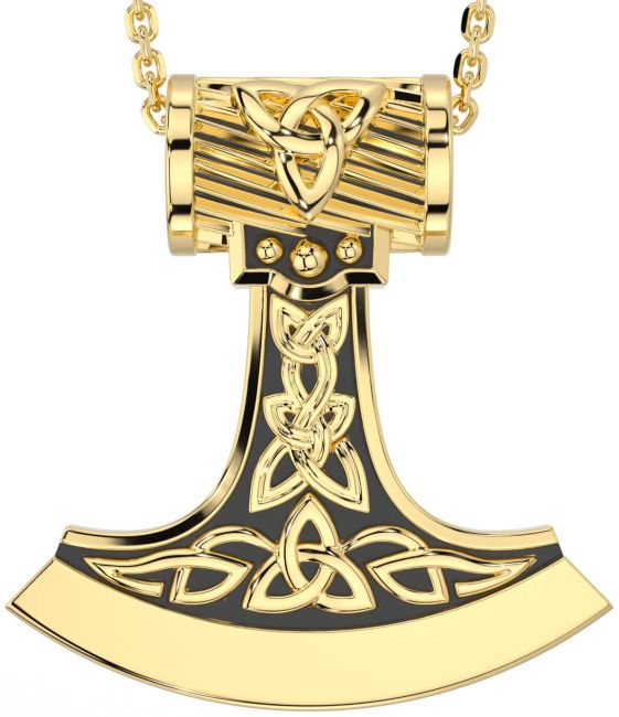 Gold Black Rhodium Celtic Warrior Axe Necklace