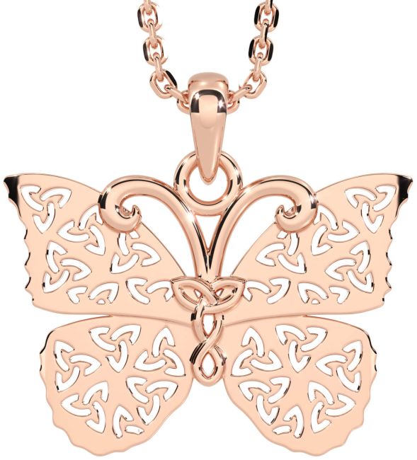 Rose Gold Celtic Trinity Knot Butterfly Necklace