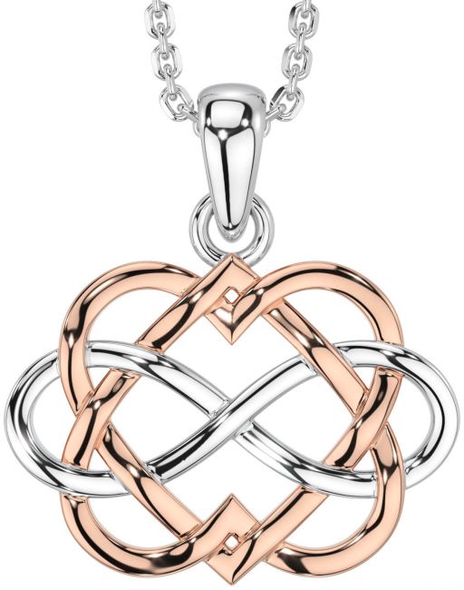 White Rose Gold Infinity Heart Necklace